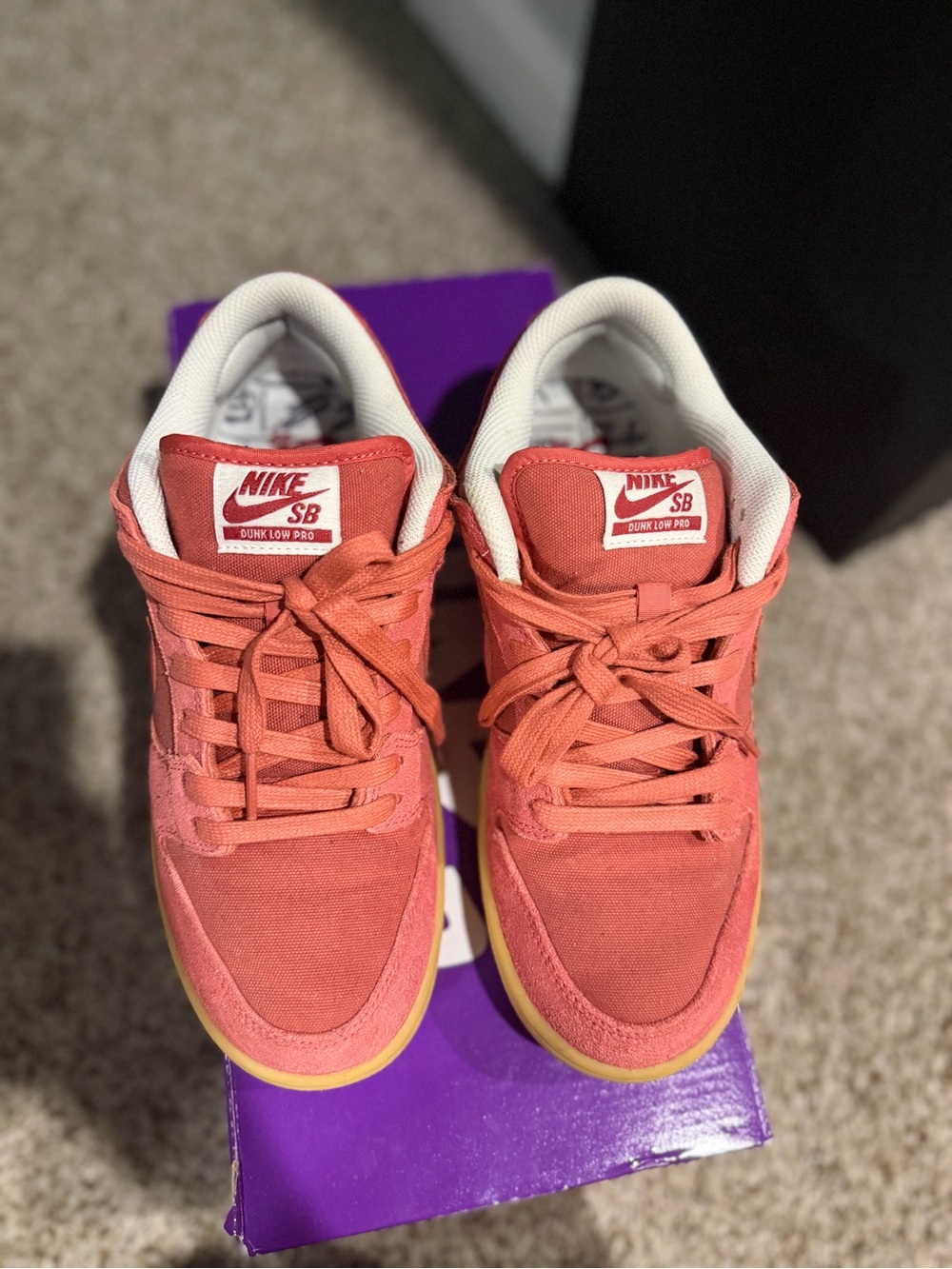 Nike Kids Suede Low-Top Sneakers in Coral and Gum - Picture 2 of 6